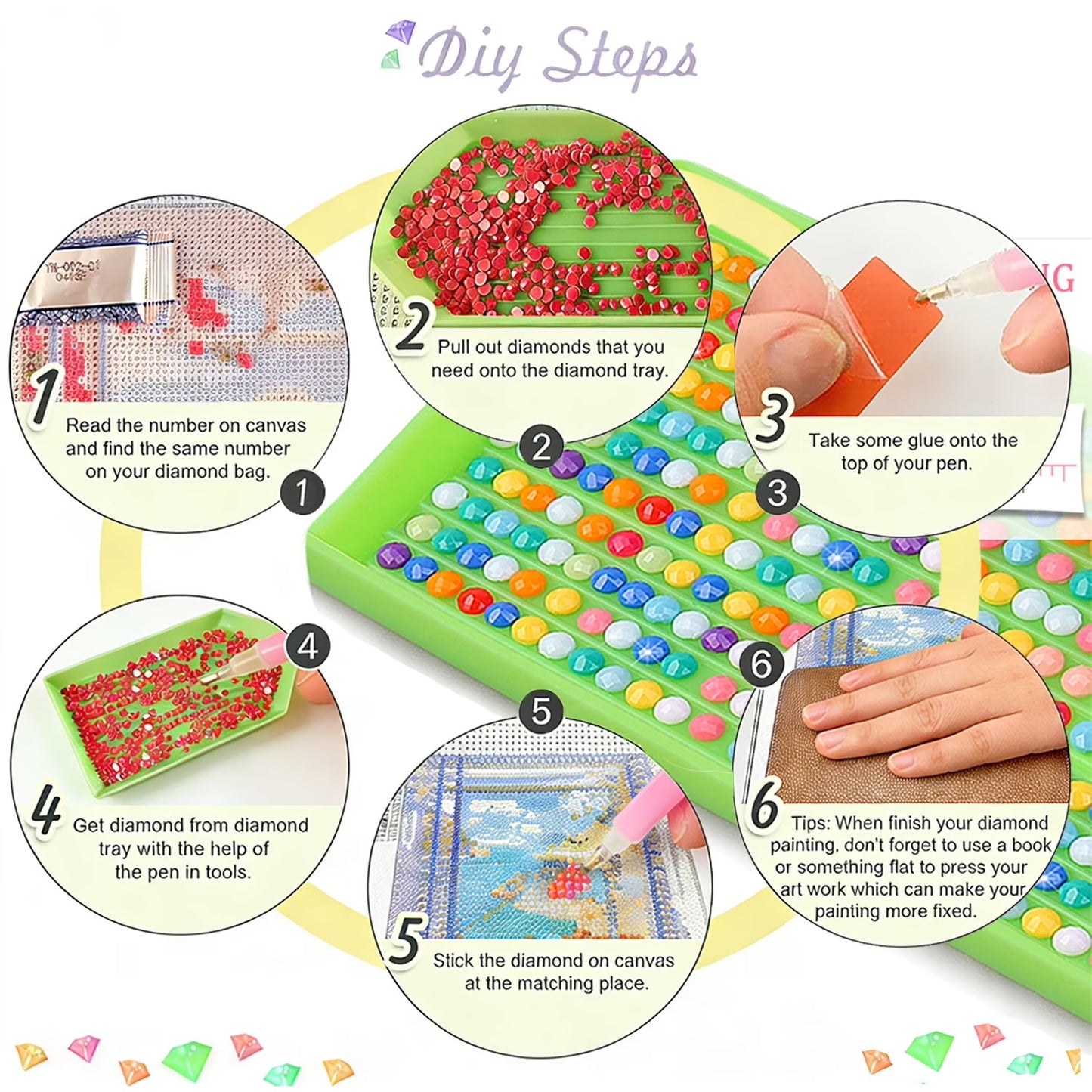 Mosaflare 4-Pack Diamond Art Painting Kits,Retro Flowers Art Craft Kits,Full Round Drill,Home Wall and Relaxing 12"×16"