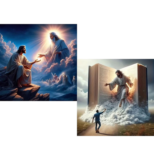 CSZPPQAF 2-Pack Jesus Diamond Painting Kits for Adults - Full Round Drill, Textured Diamond Art for Home Wall Decor