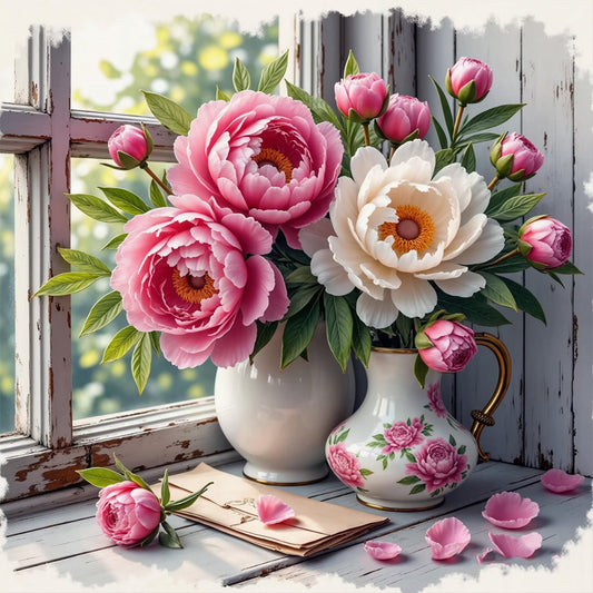 CSZPPQAF Diamond Art Kits- Flower,Full Round Drill Gem Art,Craft for Adults,Home Wall 13.8×13.8 inch