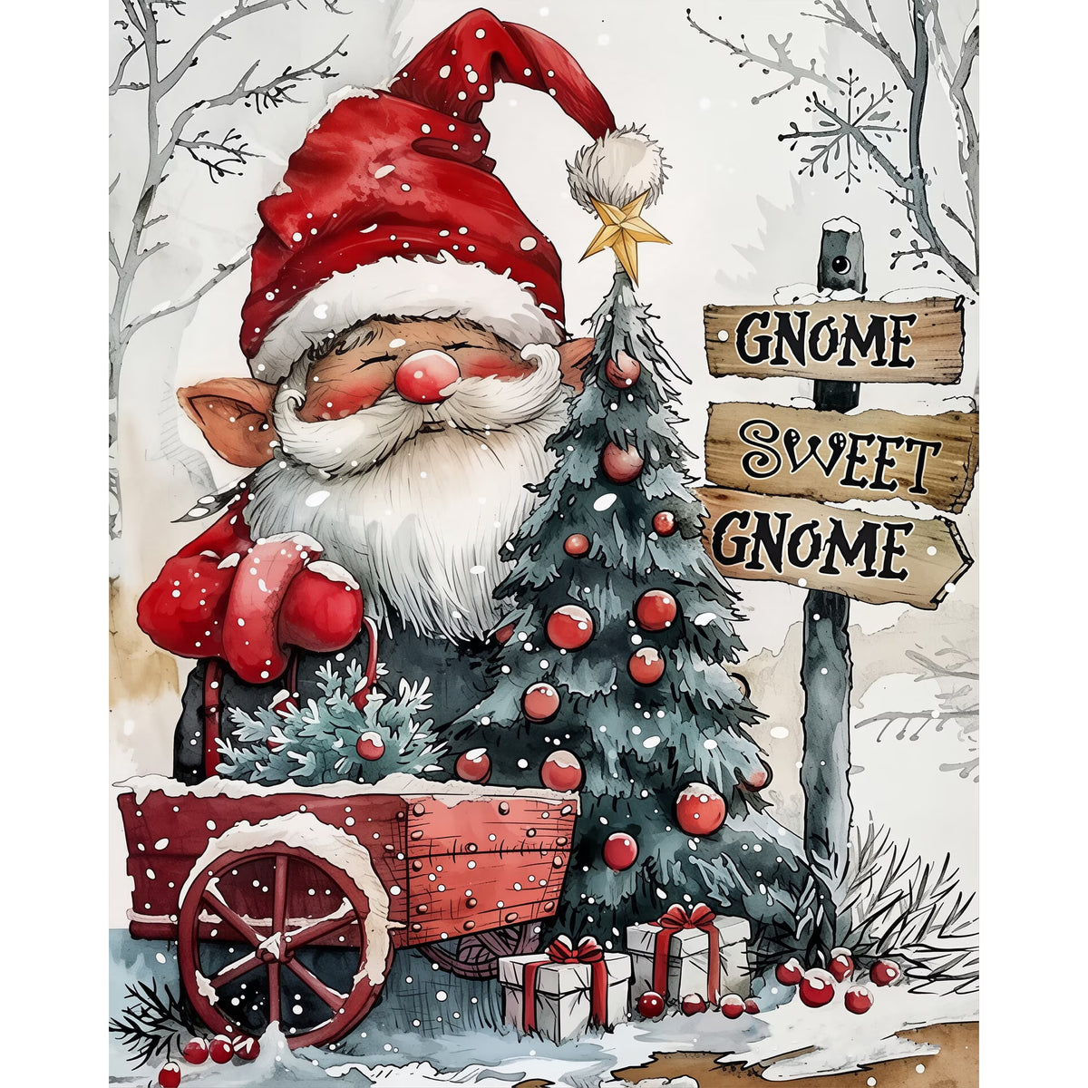 CSZPPQAF Gnome Diamond Painting Kits for Adults, Full Drill Round Diamond Art Kit, Art Craft, Home Wall Decor and Gift 11.8 x 15.8 Inch