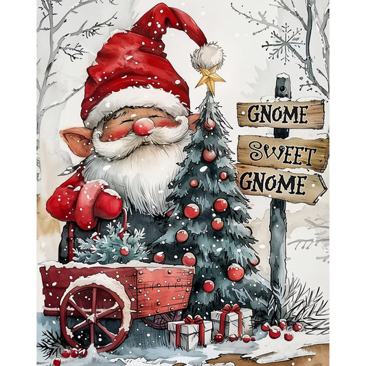 CSZPPQAF Gnome Diamond Painting Kits for Adults, Full Drill Round Diamond Art Kit, Art Craft, Home Wall Decor and Gift 11.8 x 15.8 Inch