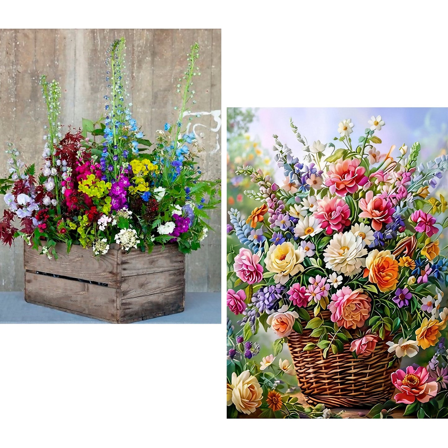 CSZPPQAF Flower Diamond Painting Kits,2-Pack Full Round Dril Diamond Art,11.8"×15.8",Relaxing Craft
