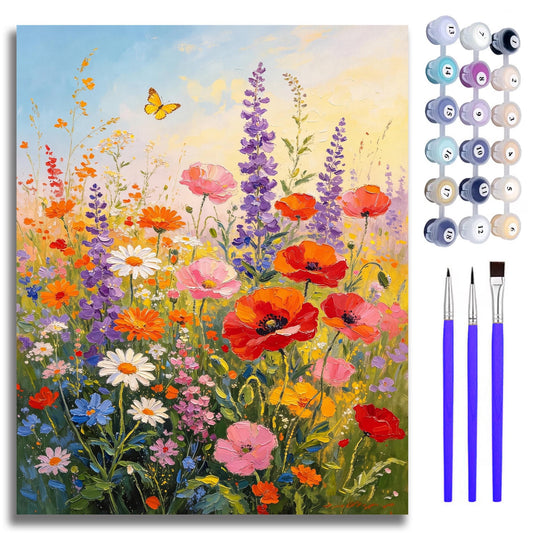 Mosaflare Flowers Paint by Numbers Kit for Adults,DIY Craft for Adults 16"x20" Canvas