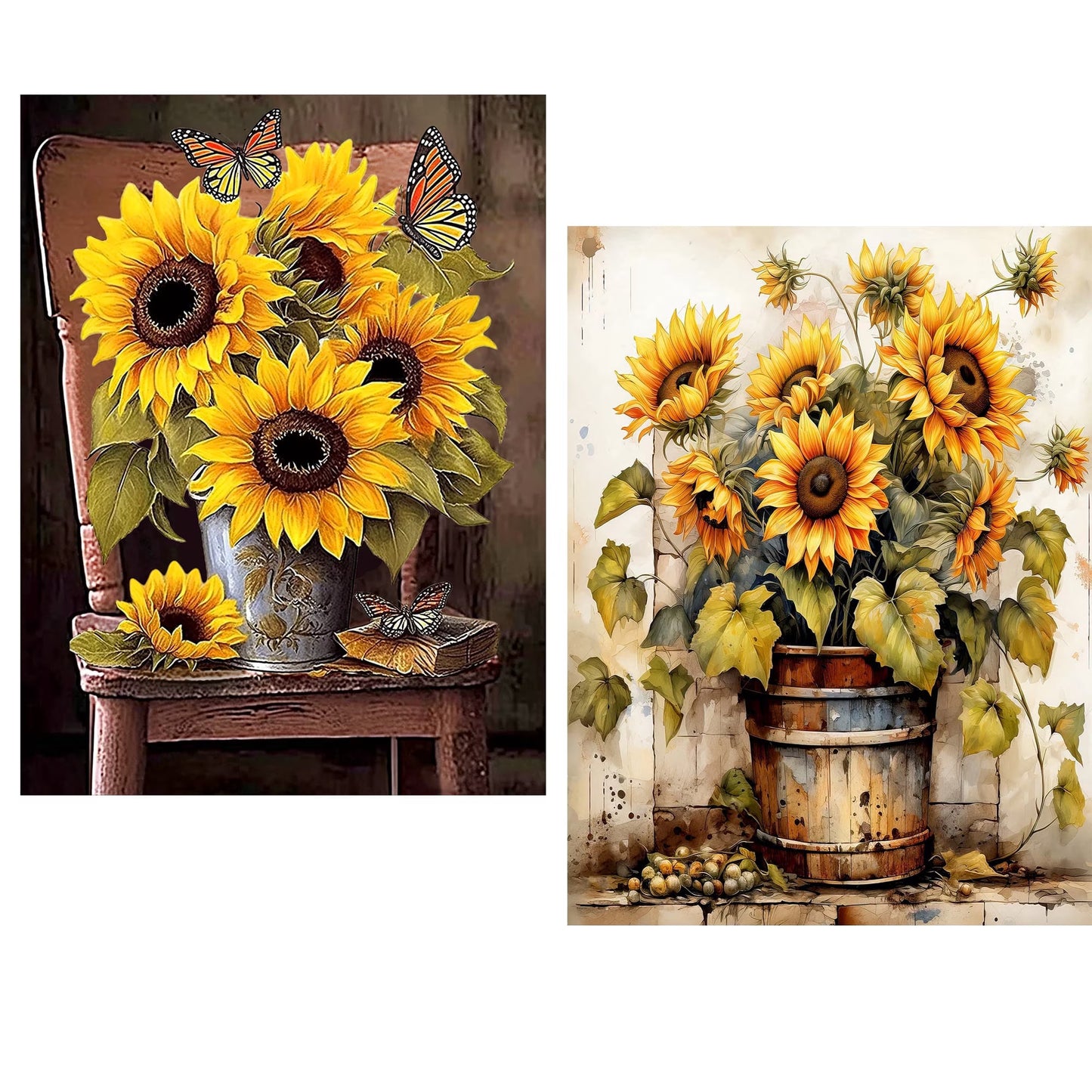 CSZPPQAF 2-Pack Diamond Art Kit,Sunflower Diamond Painting Kits for Beginners,Full Round Drill,Home Wall 11.8"*15.8"