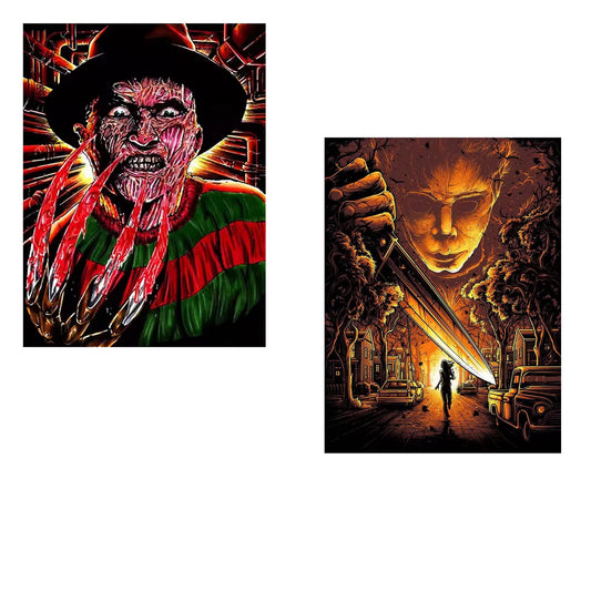 CSZPPQAF 2-Pack Horror Diamond Painting Kits for Adults, Full Drill Round Gem Art Craft,11.8"×15.8"