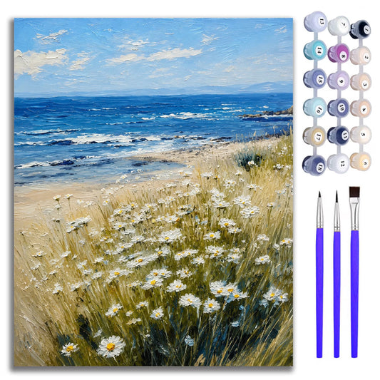 Mosaflare Paint by Numbers Kit for Beginners-Ocean View,DIY Craft for Adults,Gift Home Wall Decor 16x20 Inch Oil Painting Kits