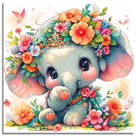 Mosaflare Elephant Diamond Painting Kit,DIY Full Drill Cute Diamond Art,Stress Relief Craft Art and Home Decor 14"×14"