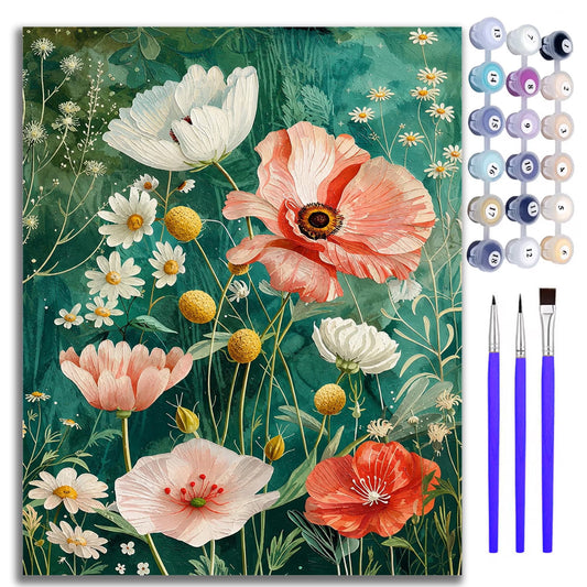 Mosaflare Paint by Numbers Kit for Beginners,DIY Craft for Adults,Gift Home Wall Decor 16x20 Inch Oil Painting Kits-Flower