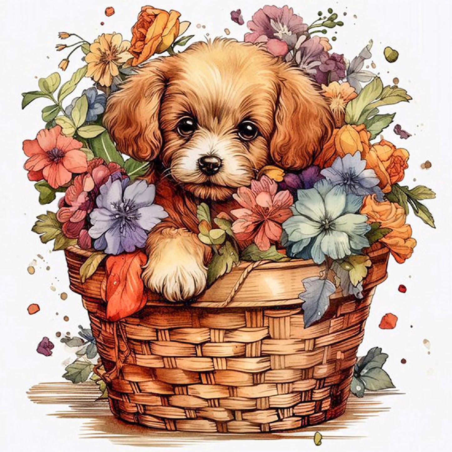 CSZPPQAF Diamond Art Kit,Dog Diamond Painting Kits for Beginners,Full Round Drill,Home Wall 13.8"*13.8"