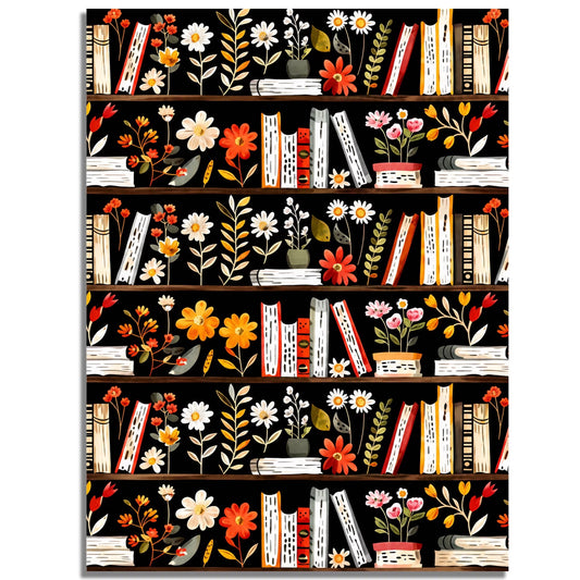 Mosaflare Bookshelf Flower Diamond Painting Kit,Diamond Art,DIY Full Drill,Stress Relief Craft Art and Home Decor 12"×16"