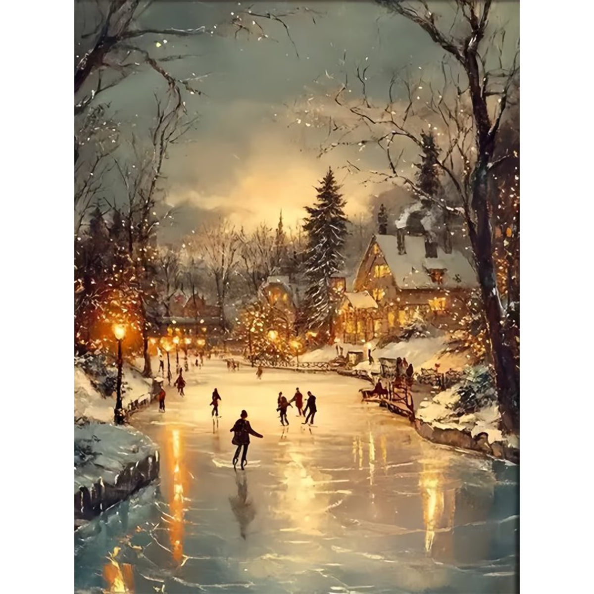 CSZPPQAF Winter Party Diamond Painting Kits for Adults, Full Drill Round Diamond Art Kit, Art Craft, Home Wall Decor and Gift 11.8 x 15.8 Inch