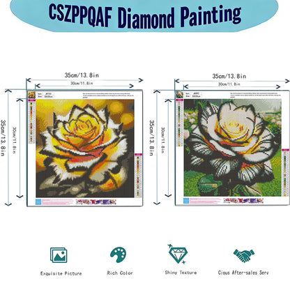 CSZPPQAF 2-Pack Diamond Painting Kits-Flower,Full Round Dril Diamond Art,13.8"×13.8",Relaxing Craft