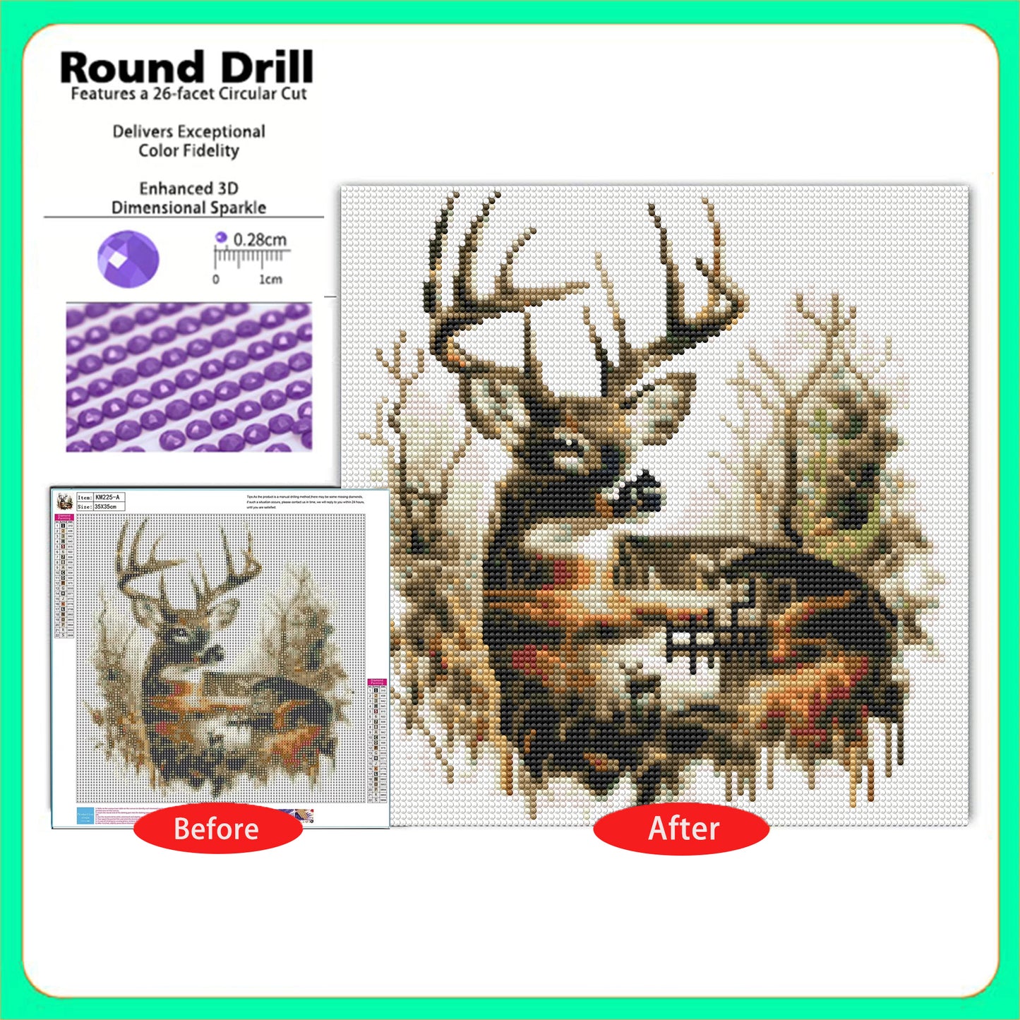 CSZPPQAF Diamond Painting Kits for Adults Unisex,13.8×13.8 in Moose Lodge 5D DIY Diamond Art Kit for Home Wall Decor