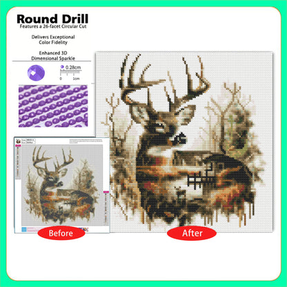 CSZPPQAF Diamond Painting Kits for Adults Unisex,13.8×13.8 in Moose Lodge 5D DIY Diamond Art Kit for Home Wall Decor