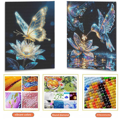Mosaflare Diamond Art Painting Kits,2-Pack Shiny Craft Kits,Full Round Drill,Home Wall and Relaxing 12"×16"