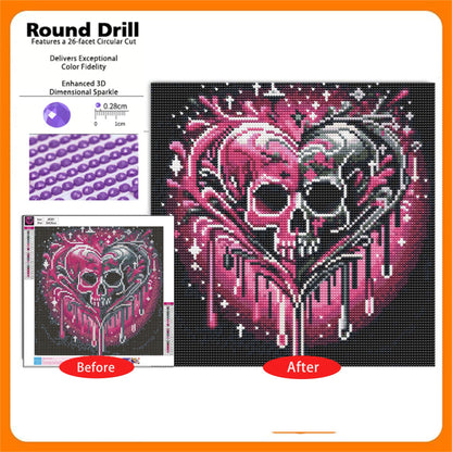 CSZPPQAF Skull Diamond Art Painting Kits,Full Round Drill Gem Art,Craft for Adults,Home Wall 13.8×13.8 inch