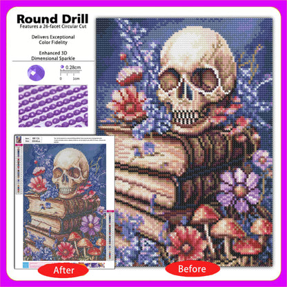 CSZPPQAF Skull Diamond Painting for Adults,Full Round Drill Diamond Art Kits, Relaxing Craft & Wall Decor