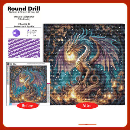 CSZPPQAF Dragon Diamond Painting Kits for Adults, Full Drill Round Gem Art Craft,13.8"×13.8"