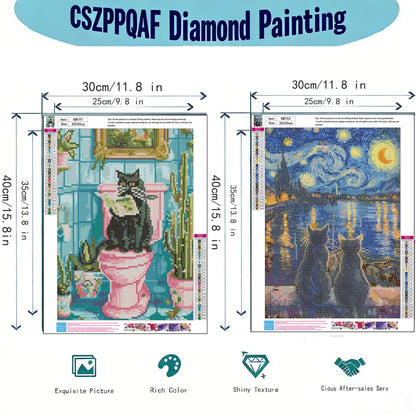 CSZPPQAF Cat Diamond Painting Kits for Beginners,2-Pack Full Round Drill Diamond Art kits,Relaxing Craft & Home Wall Decor