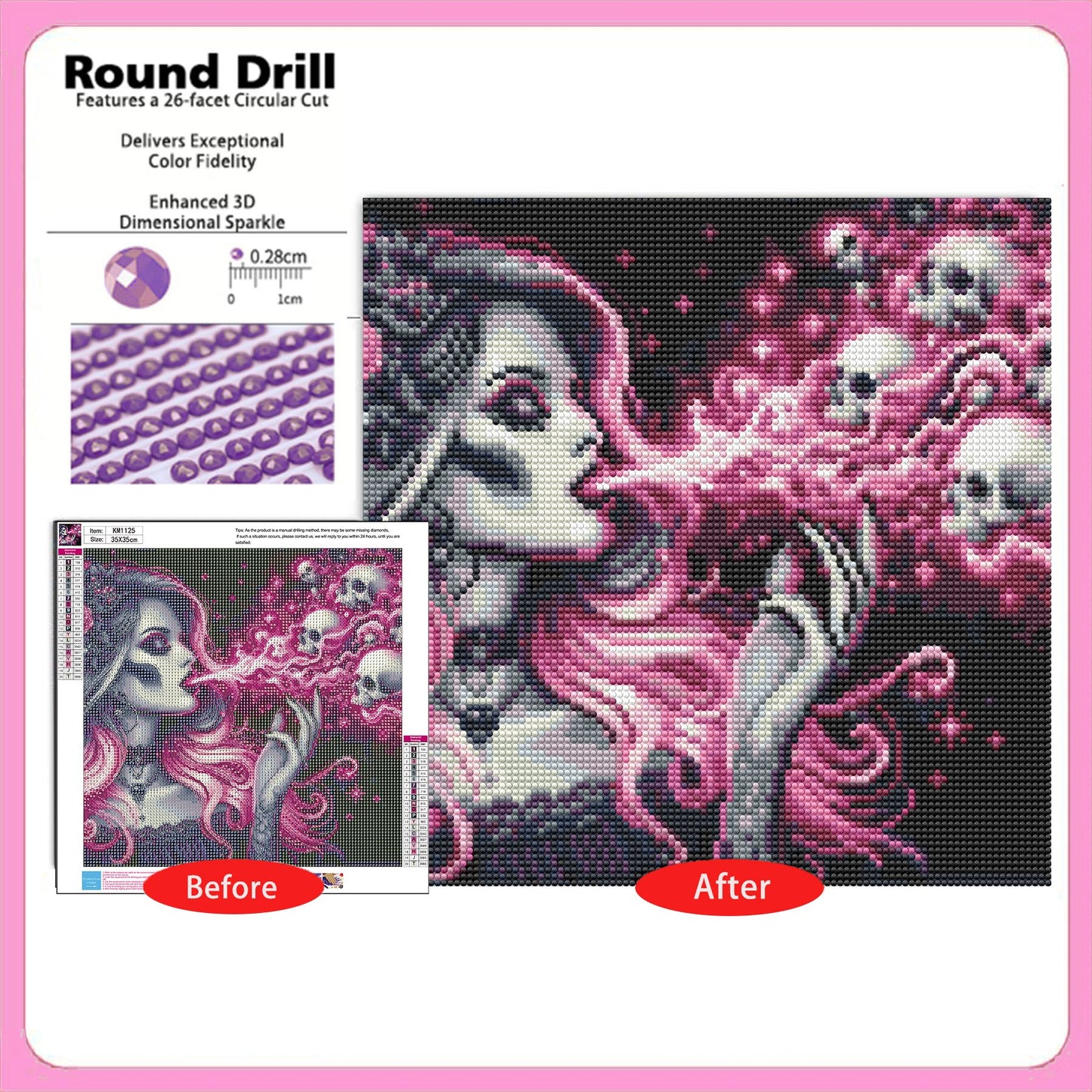 CSZPPQAF Diamond Painting for Adults-Evil,Full Round Drill Diamond Art Kits, Relaxing Craft & Wall Decor