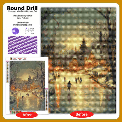 CSZPPQAF Winter Party Diamond Painting Kits for Adults, Full Drill Round Diamond Art Kit, Art Craft, Home Wall Decor and Gift 11.8 x 15.8 Inch