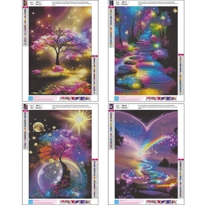 Mosaflare 4-Pack Diamond Art Painting Kits,Trees Art Craft Kits,Full Round Drill,Home Wall and Relaxing 12"×16"