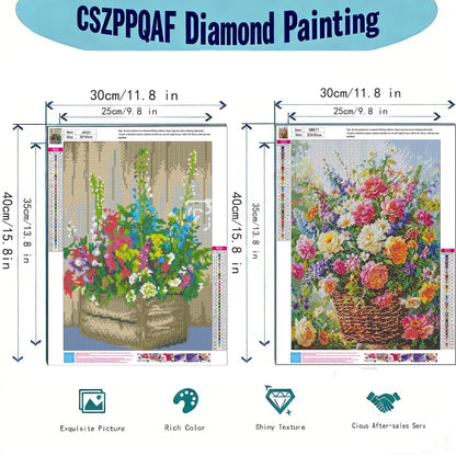 CSZPPQAF Flower Diamond Painting Kits,2-Pack Full Round Dril Diamond Art,11.8"×15.8",Relaxing Craft