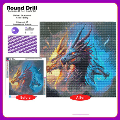 CSZPPQAF Dragon Diamond Painting Kits for Adults, Full Drill Round Diamond Art Craft,13.8"×13.8"