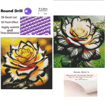 CSZPPQAF 2-Pack Diamond Painting Kits-Flower,Full Round Dril Diamond Art,13.8"×13.8",Relaxing Craft