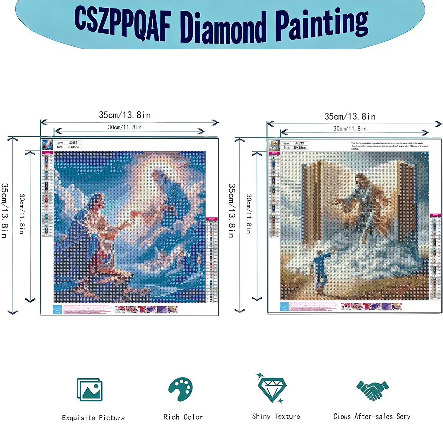 CSZPPQAF 2-Pack Jesus Diamond Painting Kits for Adults - Full Round Drill, Textured Diamond Art for Home Wall Decor