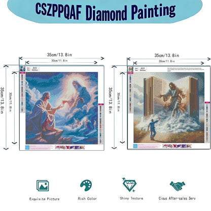 CSZPPQAF 2-Pack Jesus Diamond Painting Kits for Adults - Full Round Drill, Textured Diamond Art for Home Wall Decor