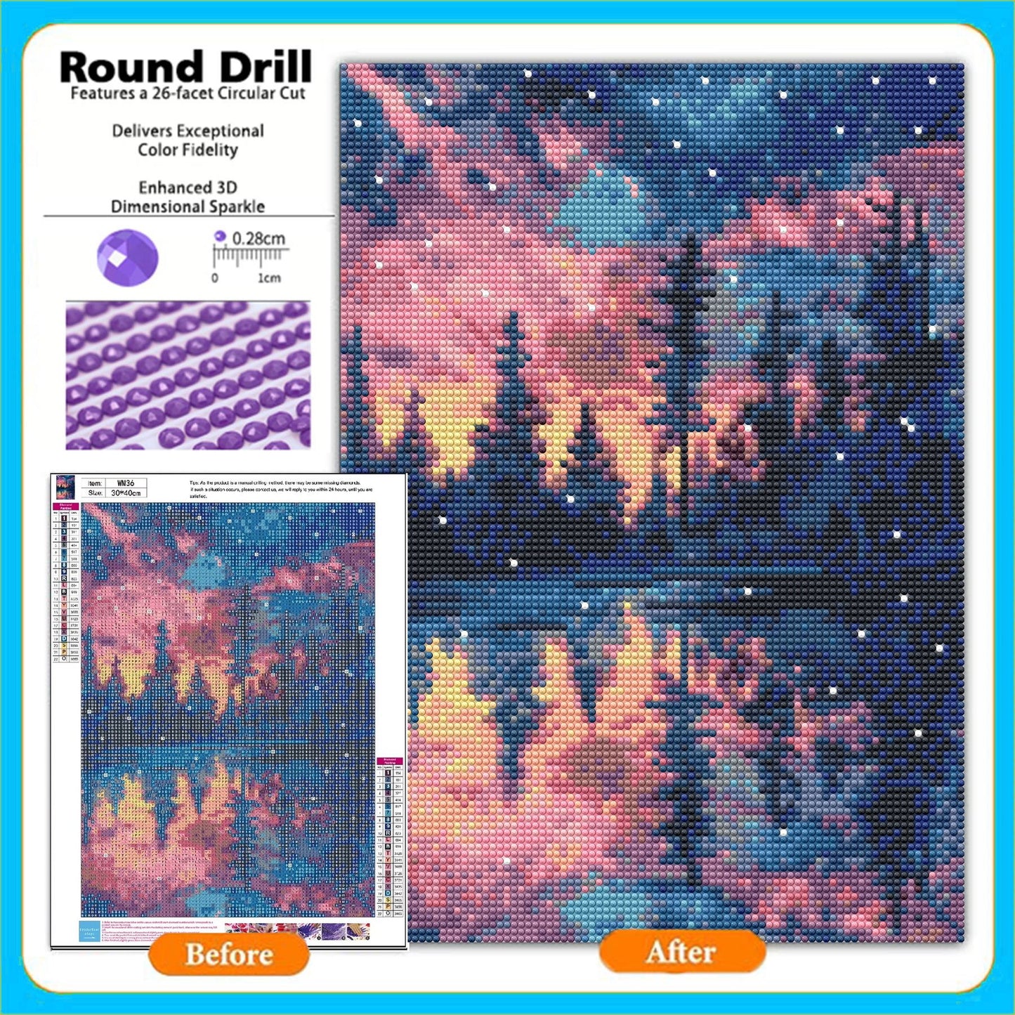 CSZPPQAF 5D DIY Diamond Art Kits for Adults Beginners,Starry Sky Diamond Painting Kits for Home Wall Decor 11.8x15.8in.