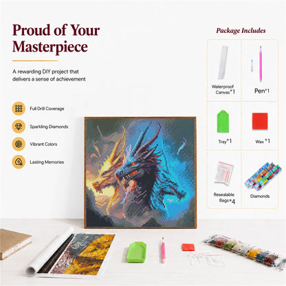 CSZPPQAF Dragon Diamond Painting Kits for Adults, Full Drill Round Diamond Art Craft,13.8"×13.8"