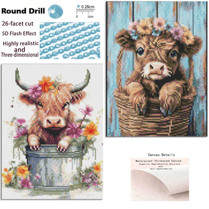 CSZPPQAF 2-Pack Diamond Art Kit,Highland Cow Diamond Painting Kits for Beginners,Full Round Drill,Home Wall 11.8"*15.8"