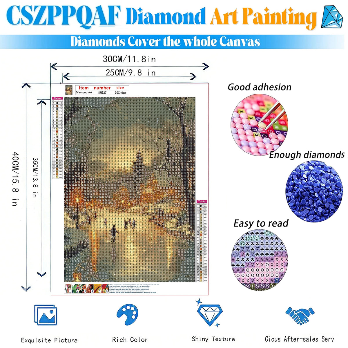 CSZPPQAF Winter Party Diamond Painting Kits for Adults, Full Drill Round Diamond Art Kit, Art Craft, Home Wall Decor and Gift 11.8 x 15.8 Inch