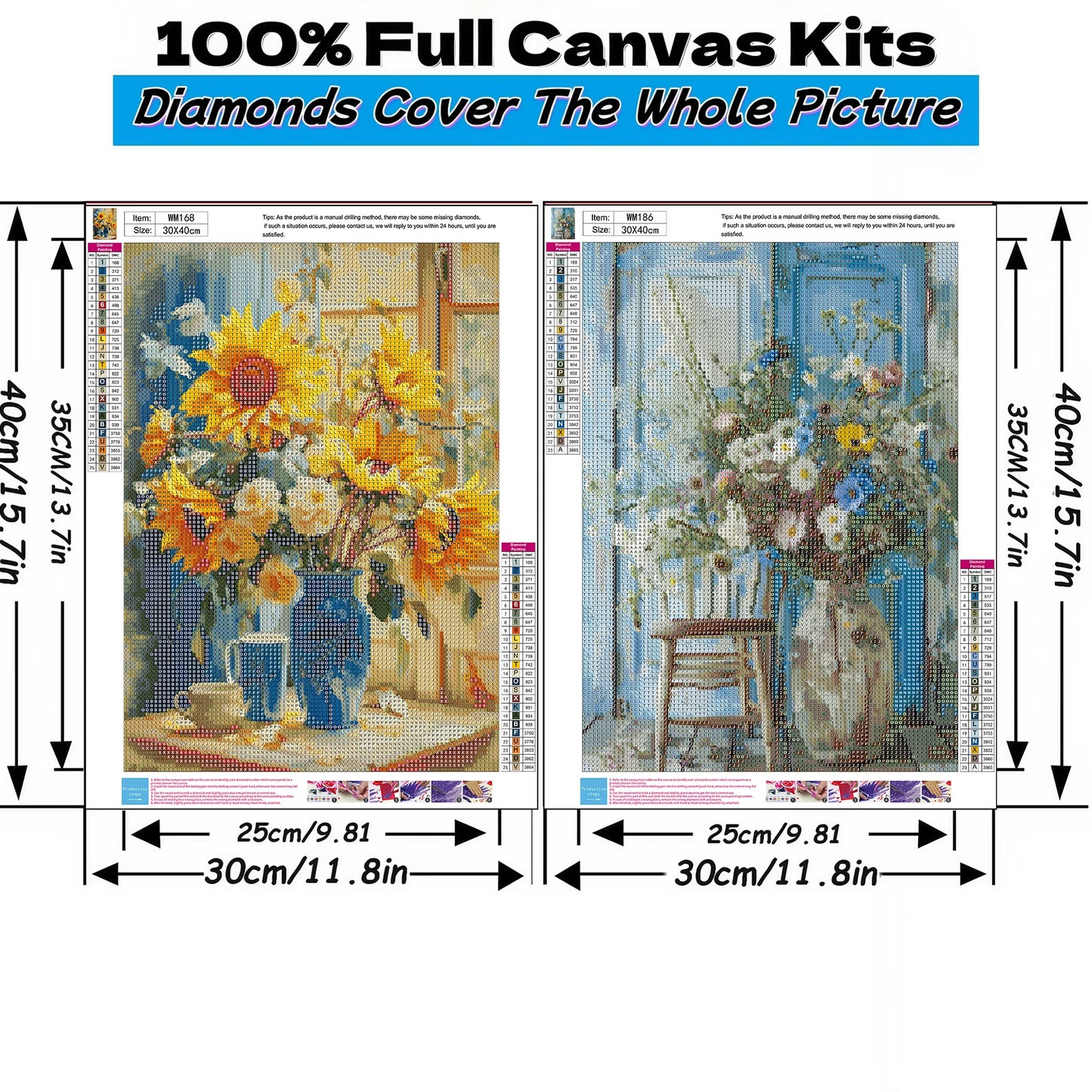 Mosaflare Retro Diamond Art Painting Kits,2-Pack Art Craft Kits,Full Round Drill,Home Wall and Relaxing 12"×16"