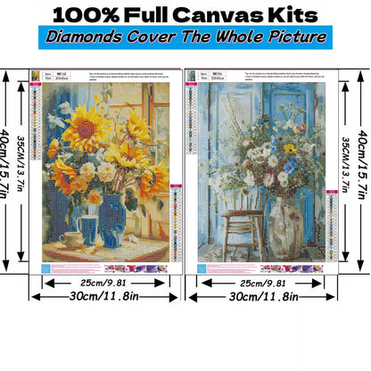 Mosaflare Retro Diamond Art Painting Kits,2-Pack Art Craft Kits,Full Round Drill,Home Wall and Relaxing 12"×16"