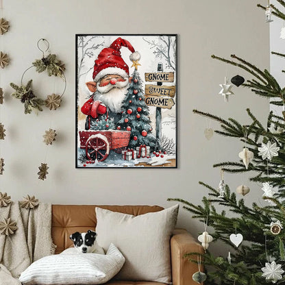 CSZPPQAF Gnome Diamond Painting Kits for Adults, Full Drill Round Diamond Art Kit, Art Craft, Home Wall Decor and Gift 11.8 x 15.8 Inch