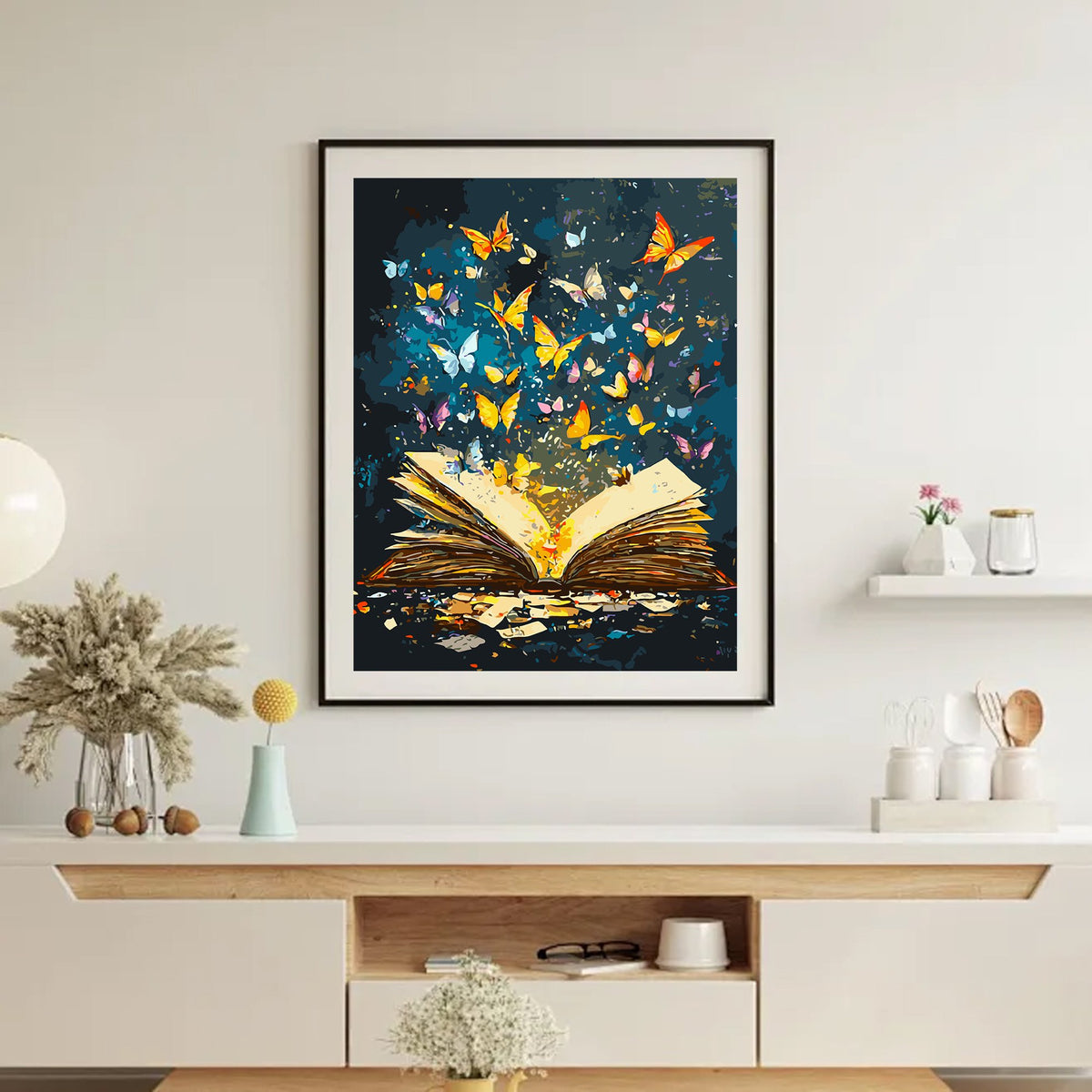Mosaflare Paint by Numbers Kit for Beginners-Butterfly,DIY Craft for Adults,Gift Home Wall Decor 16x20 Inch Oil Painting Kits