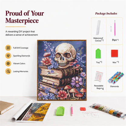 CSZPPQAF Skull Diamond Painting for Adults,Full Round Drill Diamond Art Kits, Relaxing Craft & Wall Decor
