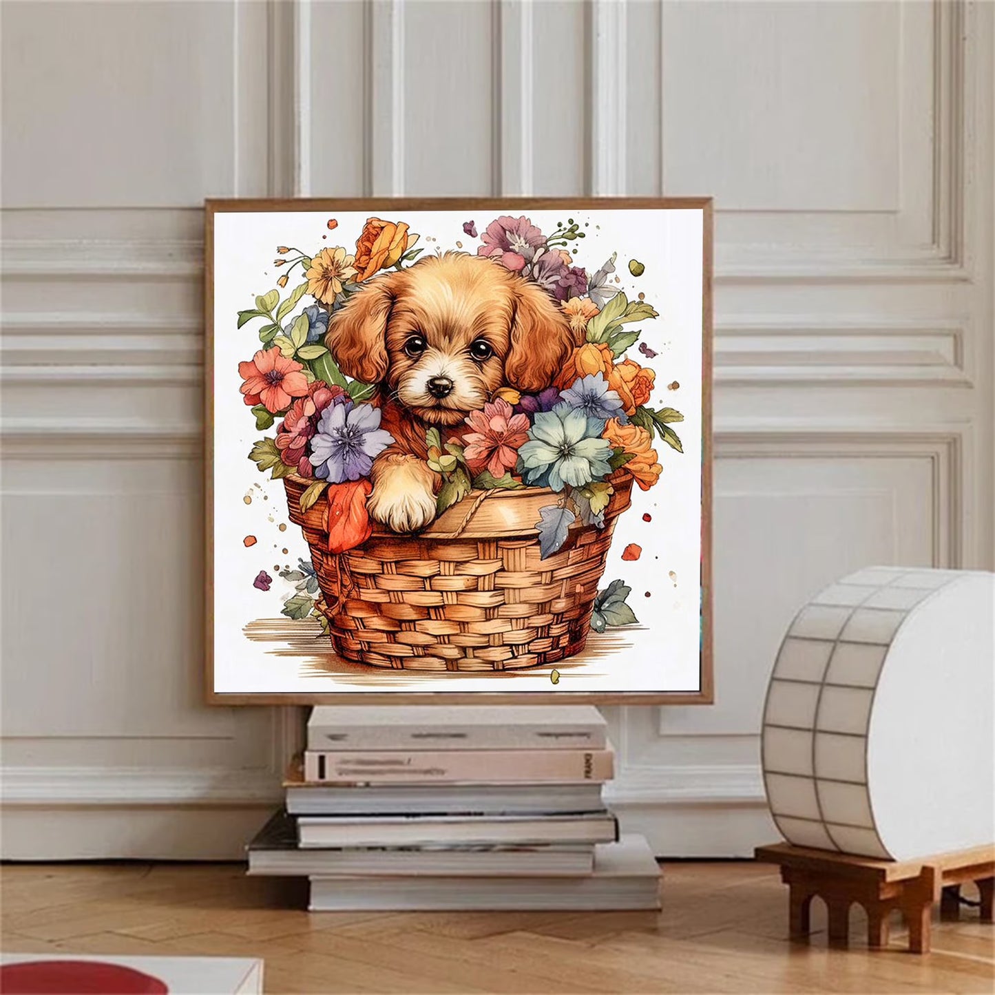 CSZPPQAF Diamond Art Kit,Dog Diamond Painting Kits for Beginners,Full Round Drill,Home Wall 13.8"*13.8"