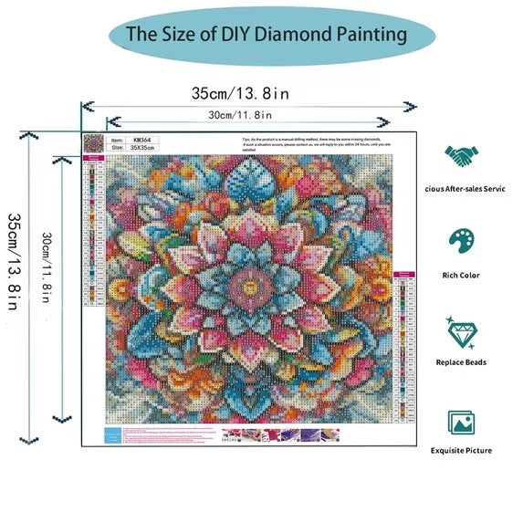 CSZPPQAF Diamond Painting Kits for Adults 13.8×13.8 in,Hundred Flowers 5D DIY Diamond Art Kit for Home Wall Decor