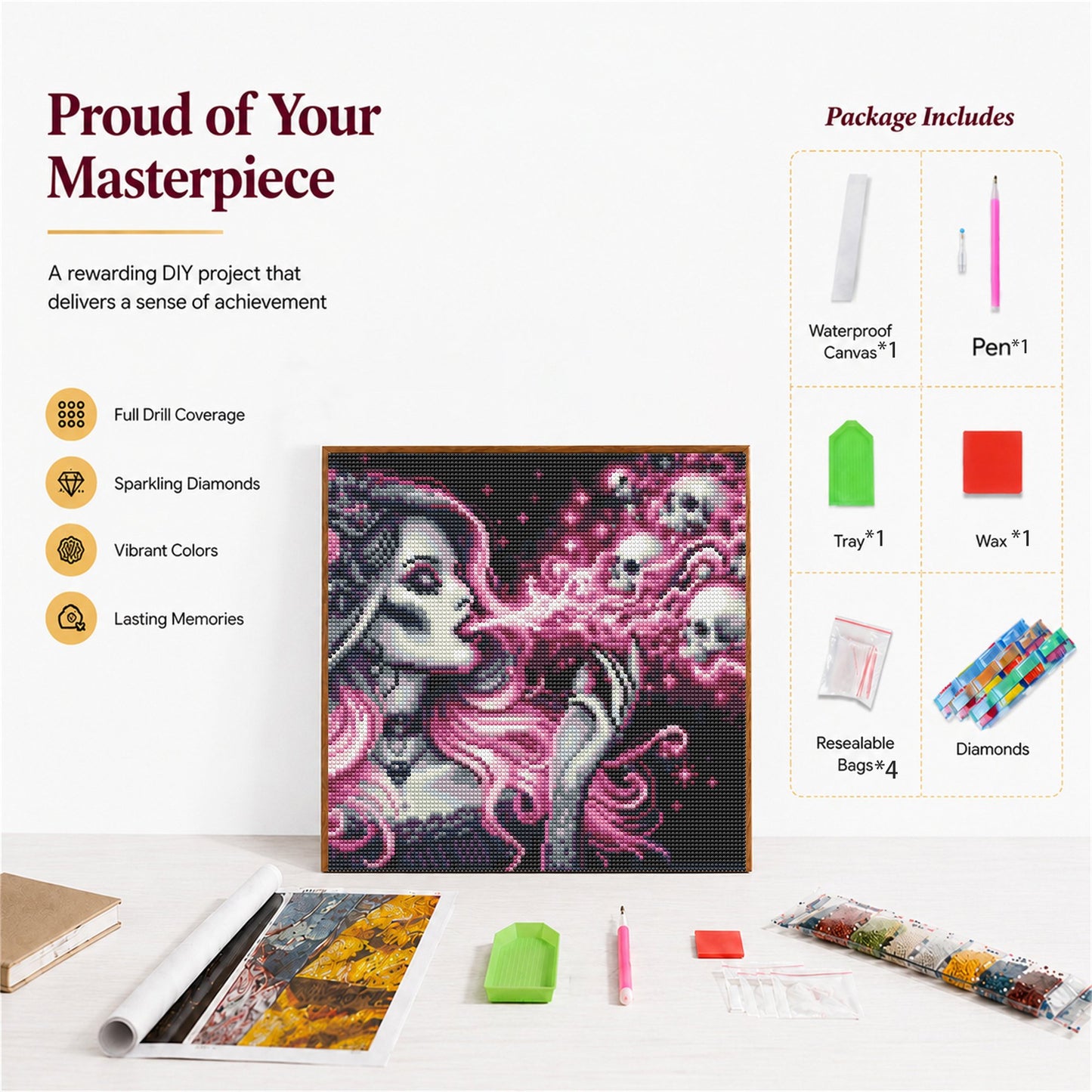 CSZPPQAF Diamond Painting for Adults-Evil,Full Round Drill Diamond Art Kits, Relaxing Craft & Wall Decor