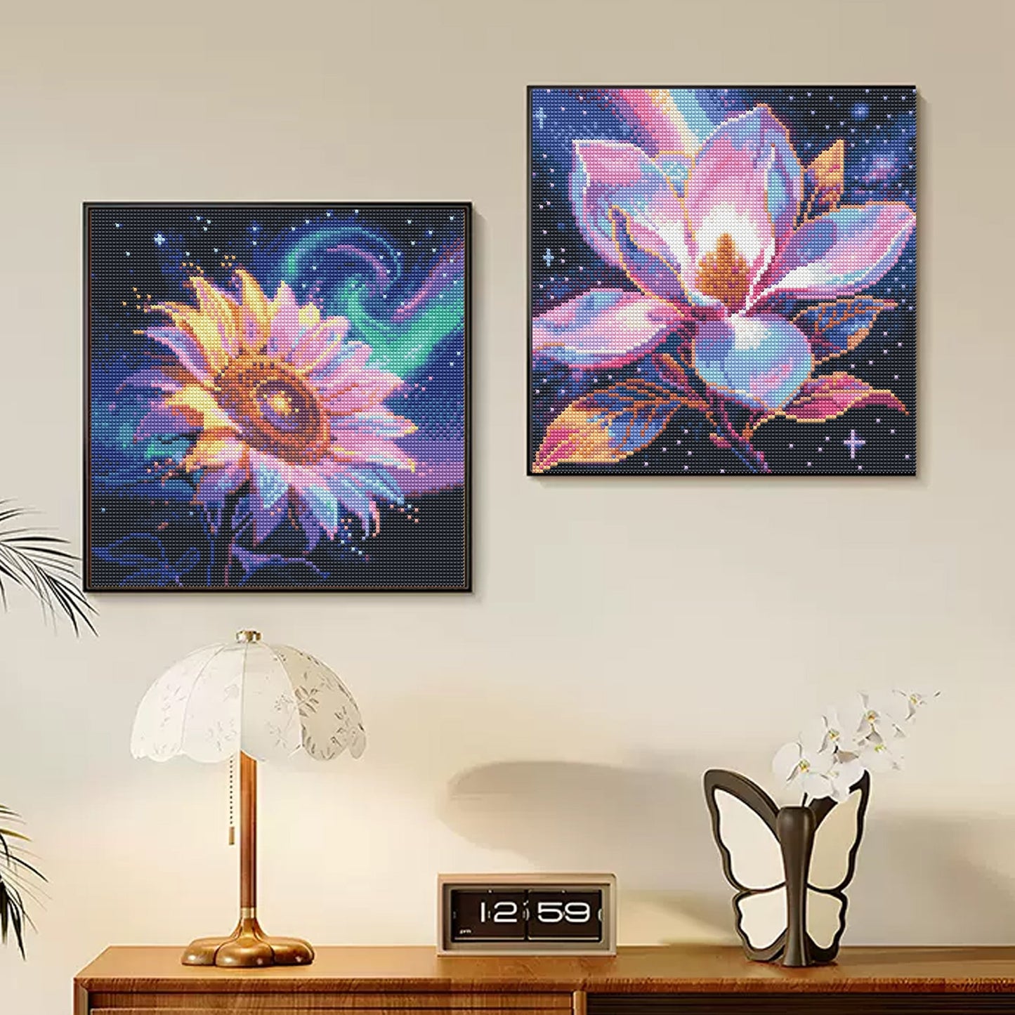 CSZPPQAF 2-Pack Diamond Painting for Adults-Flower,Full Round Drill Diamond Art Kits, Relaxing Craft & Wall Decor