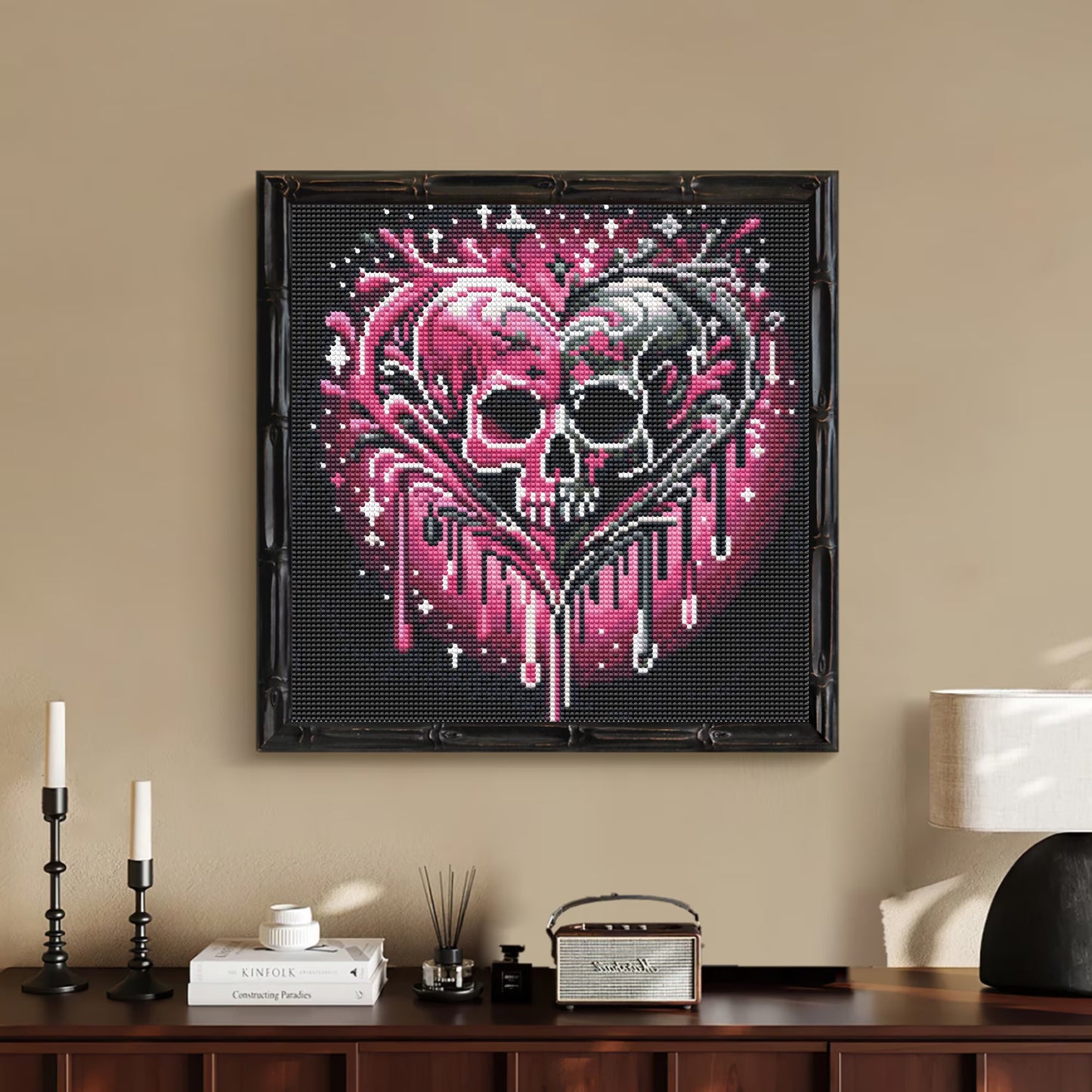 CSZPPQAF Skull Diamond Art Painting Kits,Full Round Drill Gem Art,Craft for Adults,Home Wall 13.8×13.8 inch