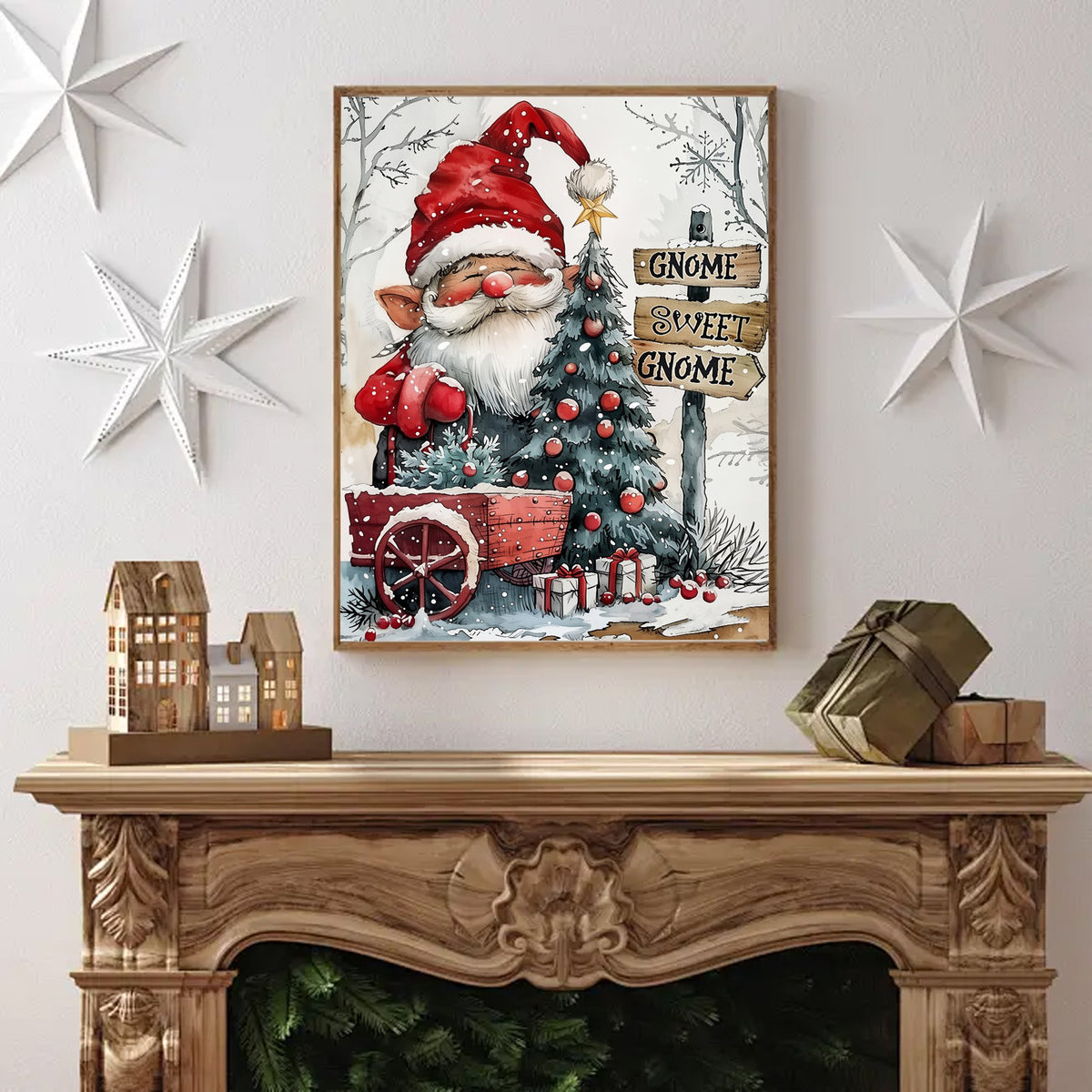 CSZPPQAF Gnome Diamond Painting Kits for Adults, Full Drill Round Diamond Art Kit, Art Craft, Home Wall Decor and Gift 11.8 x 15.8 Inch