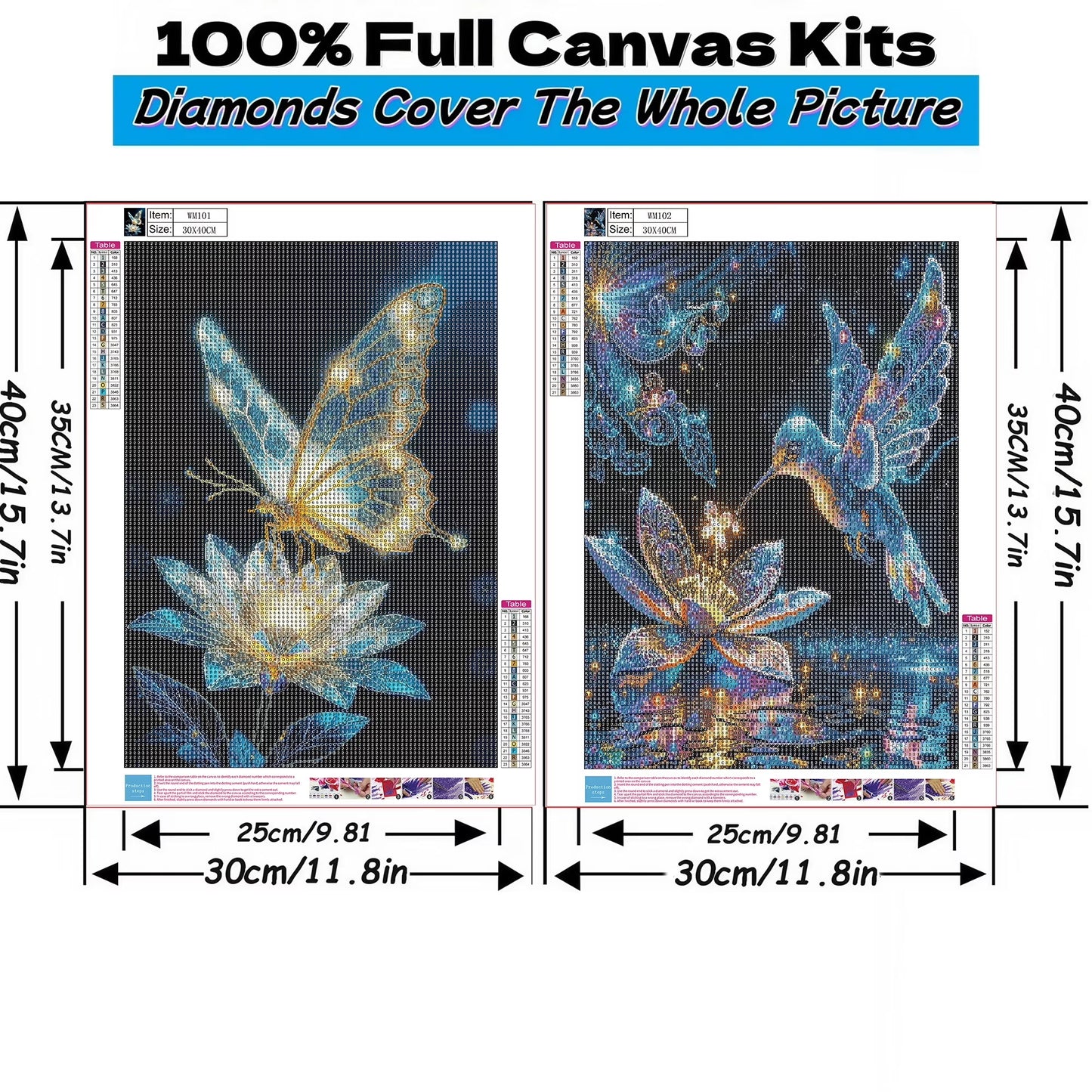 Mosaflare Diamond Art Painting Kits,2-Pack Shiny Craft Kits,Full Round Drill,Home Wall and Relaxing 12"×16"