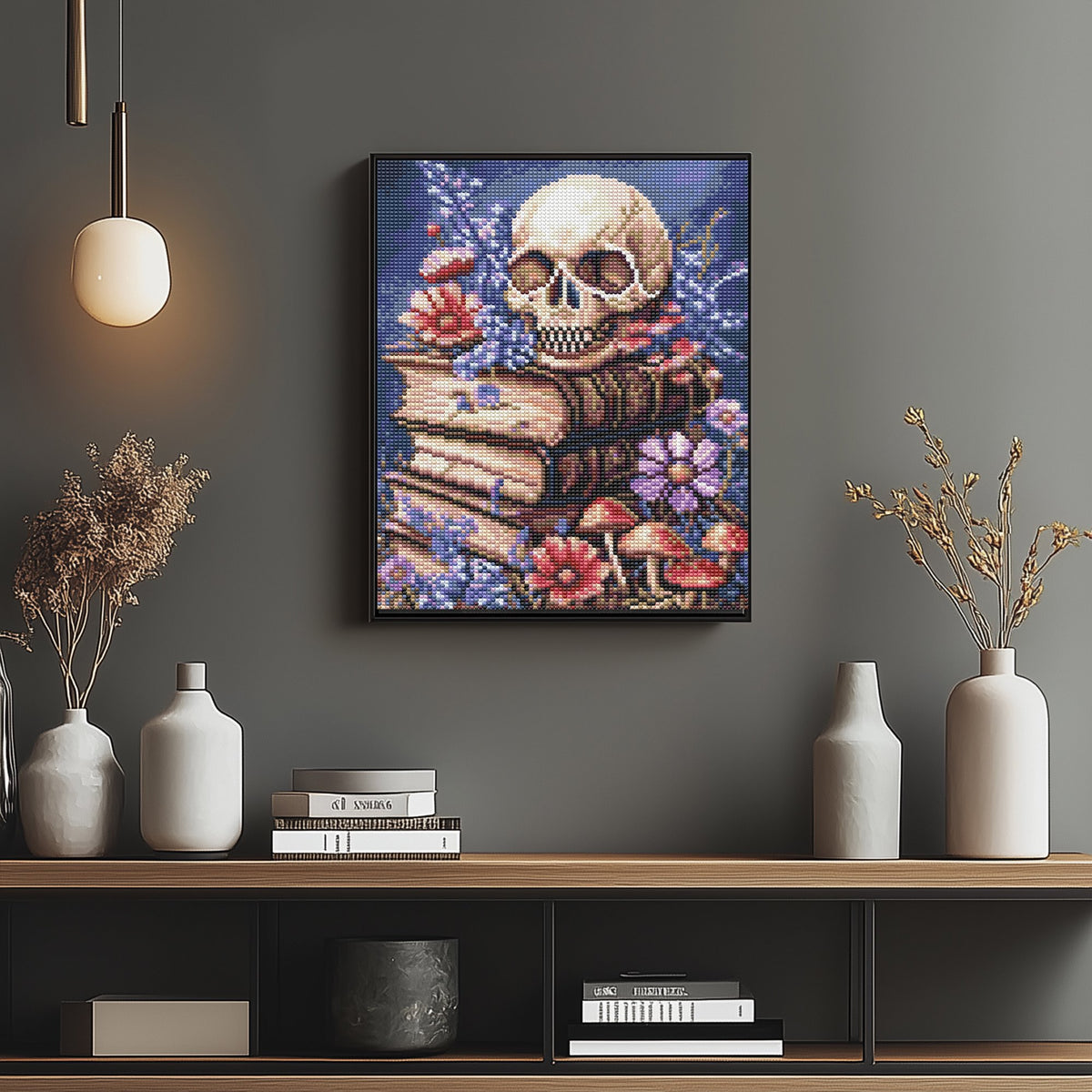 CSZPPQAF Skull Diamond Painting for Adults,Full Round Drill Diamond Art Kits, Relaxing Craft & Wall Decor