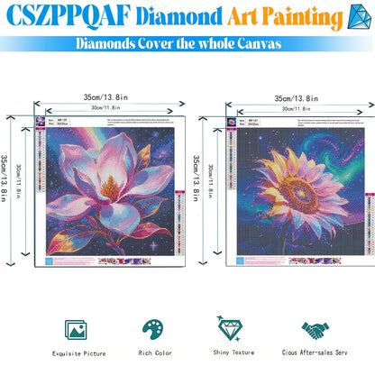 CSZPPQAF 2-Pack Diamond Painting for Adults-Flower,Full Round Drill Diamond Art Kits, Relaxing Craft & Wall Decor