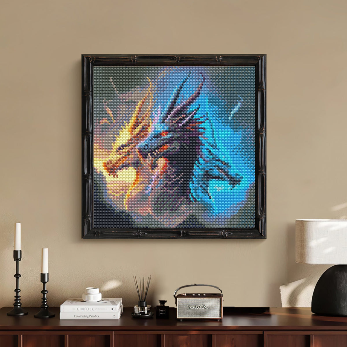 CSZPPQAF Dragon Diamond Painting Kits for Adults, Full Drill Round Diamond Art Craft,13.8"×13.8"